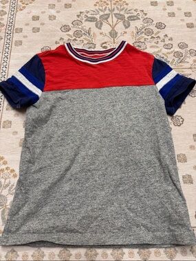 Mini Boden Red, Navy & Gray Colorblock Short Sleeve Tee